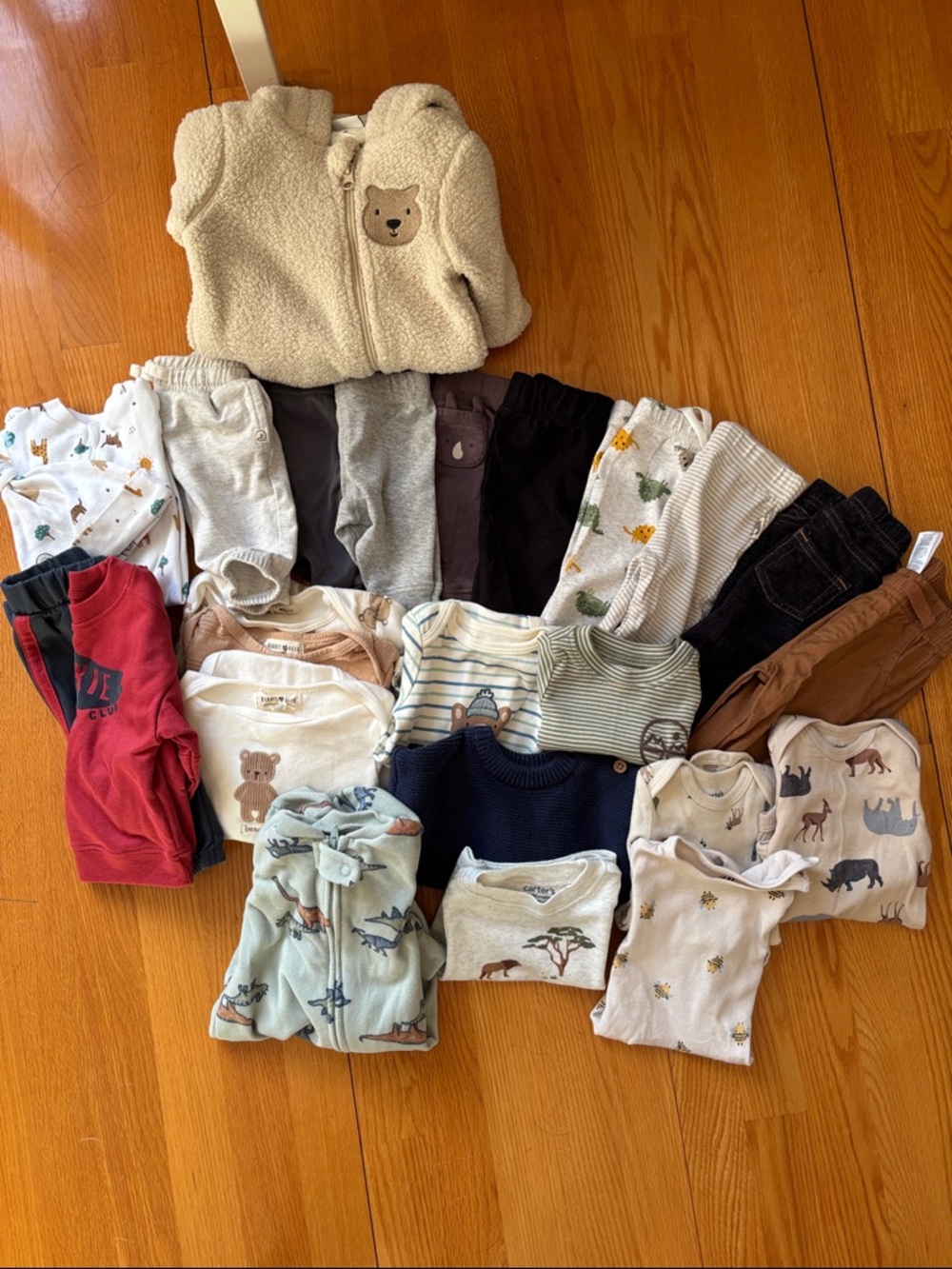 Neutral & Earth Tone Baby Clothing Bundle with Teddy Winter Suit